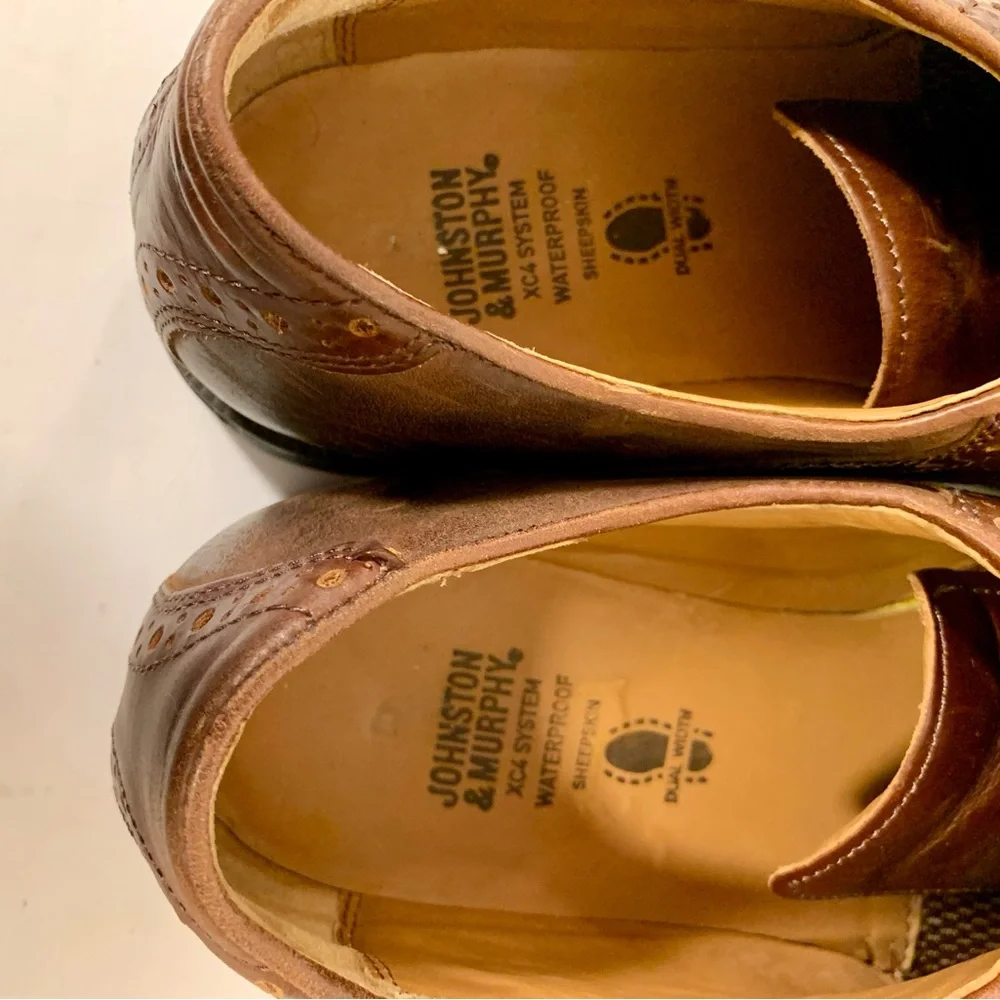 Johnston‎ & Murphy Saddle Oxford Shoe Men Sz 10.5 M Brown Leather Comfort Work
